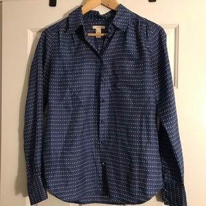 J. Crew 100% Silk Blouse, Navy, Size 0